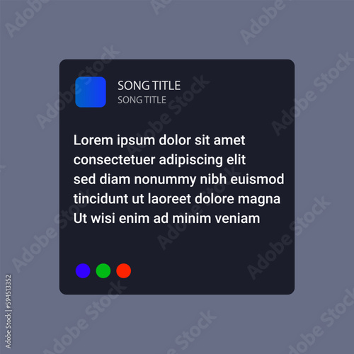Vector illustration lyrics box interface template