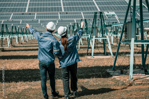 Solar design engineers visually inspect photovoltaic array installation sites for suitable alignment, surface, sunlight access, and structural stability. System maintenance and operation records.