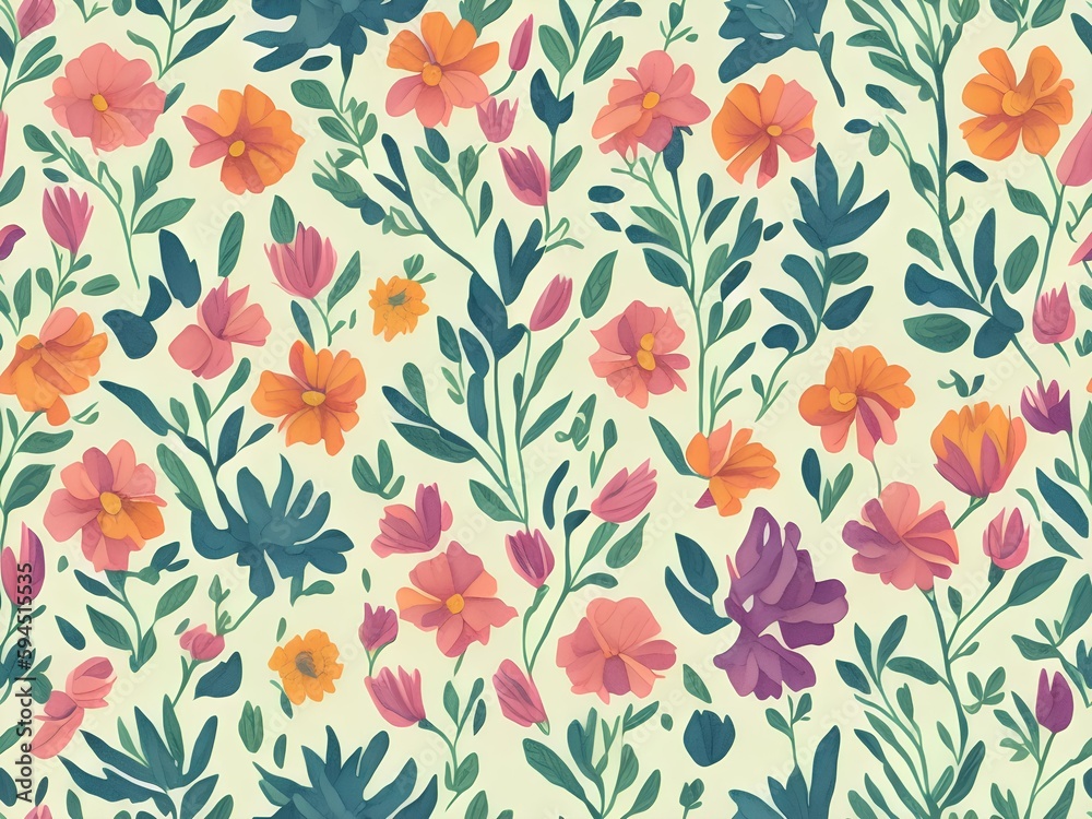 seamless pattern with tulips generated Ai seamless pattern with tulips generated Ai