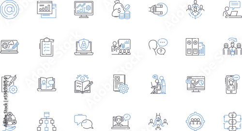 Merging businesses line icons collection. Synergy, Consolidation, Acquisition, Amalgamation, Consolidation, Integration, Partnership vector and linear illustration. Union,Merger,Collaboration outline