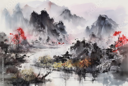 Chinese landscape painting © 昊 周