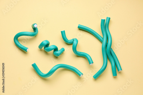 Flexible teal foam hair rol...
