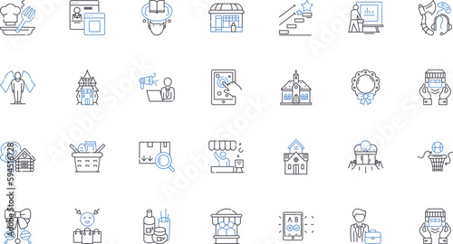 Contemporary trends line icons collection. Innovation, Sustainability, Minimalism, Interactivity, Diversity, Mobility, Globalization vector and linear illustration. Experiential,Authenticity
