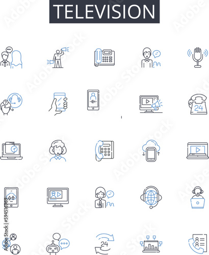 Television line icons collection. Cellph, iPad, Laptop, Desktop, Radio, Headphs, Earphs vector and linear illustration. Stereo,Record player,Smartwatch outline signs set