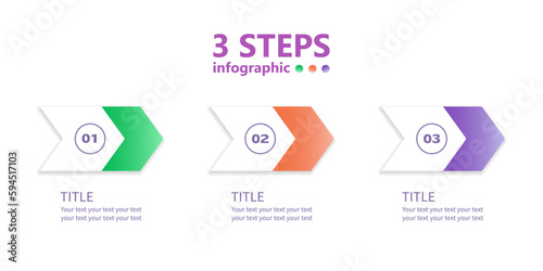 Business infographics in the form of three numbered arrows. Vector illustration. photo