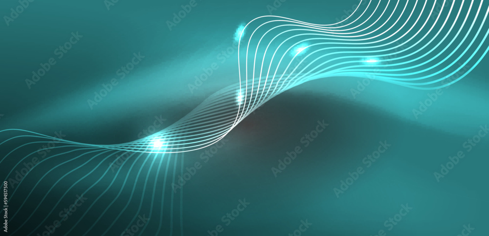 Shiny glowing neon wave. Neon light or laser show, electric impulse, power lines, techno quantum energy impulse, magic glowing dynamic lines Shiny glowing neon wave. Neon light or laser show, electric impulse, power lines, techno quantum energy impulse, magic glowing dynamic lines