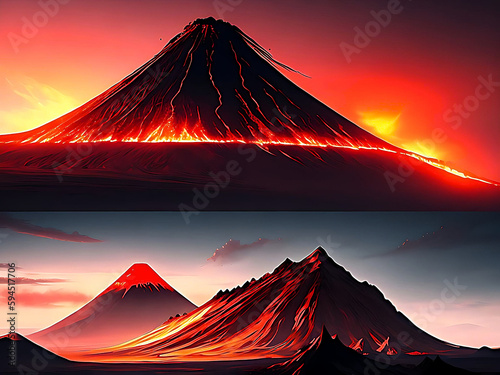 generative ai active volcano eruption, mountain doom