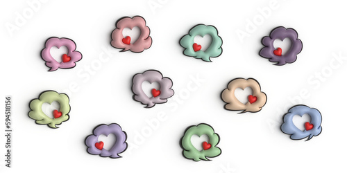 ハートマーク吹き出しセット