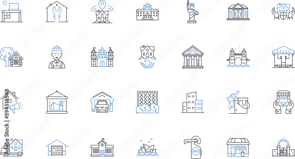 Structure line icons collection. Framework, Configuration, Composition, Foundation, Form, Skeleton, Build vector and linear illustration. Pattern,System,Architecture outline signs set