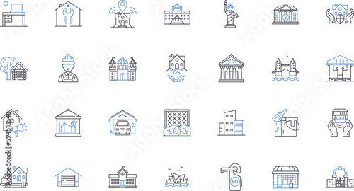 Structure line icons collection. Framework, Configuration, Composition, Foundation, Form, Skeleton, Build vector and linear illustration. Pattern,System,Architecture outline signs set