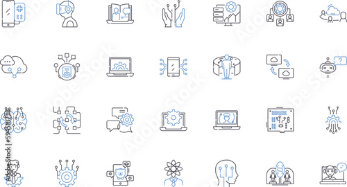 Know-it-alls line icons collection. Arrogant, Opinionated, Confident, Pretentious, Smart, Wise, Bossy vector and linear illustration. Conceited,Informed,Insistent outline signs set photo