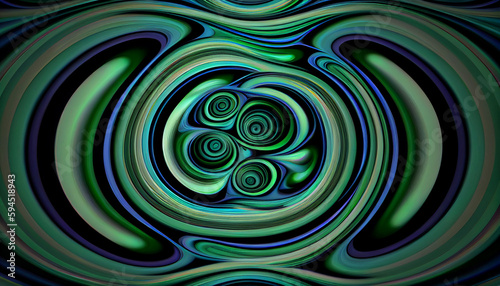 Generative AI, Ripples of Green and Blue - Concentric Circles Abstract Background