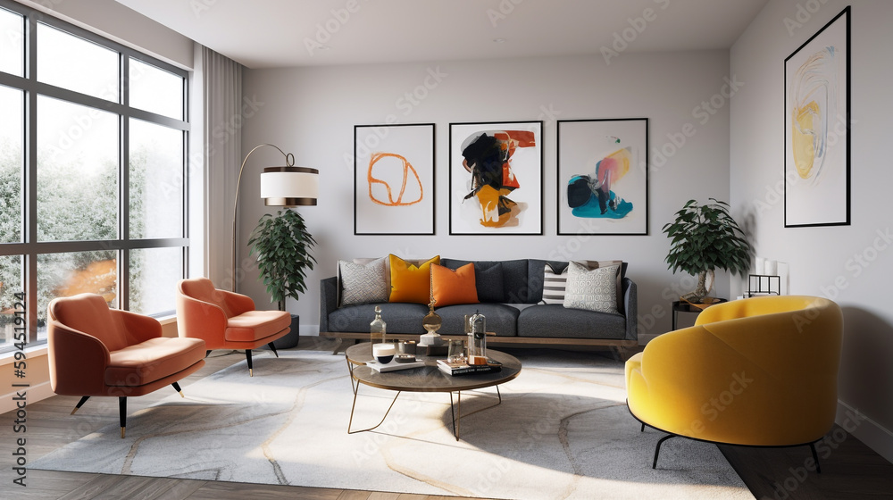 a modern living room, generative ai a modern living room, generative ai