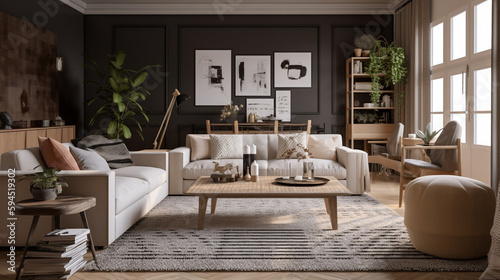 Wallpaper Mural A modern living room, generative ai Torontodigital.ca