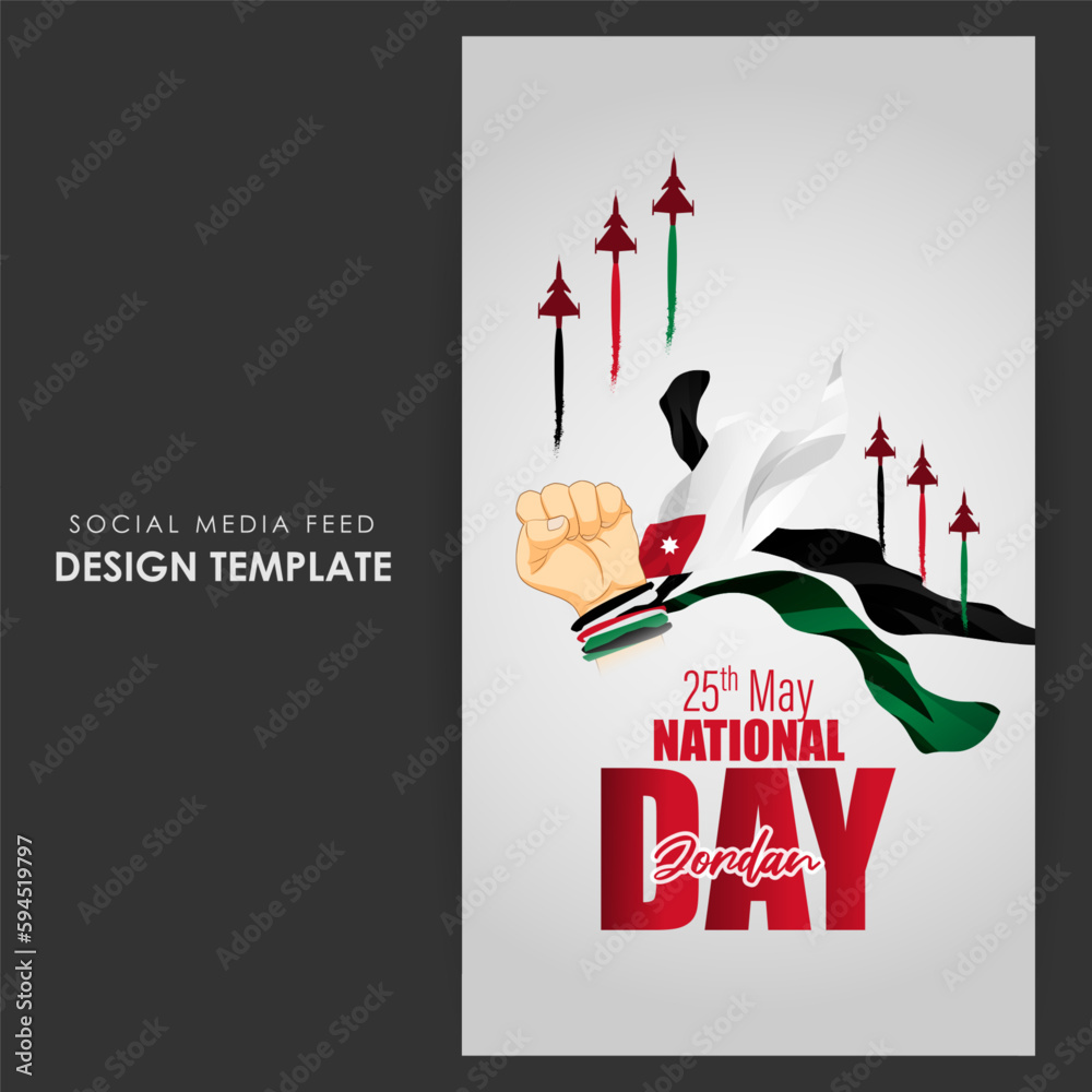 Vector illustration of Jordan National Day social media story feed mockup template Vector illustration of Jordan National Day social media story feed mockup template
