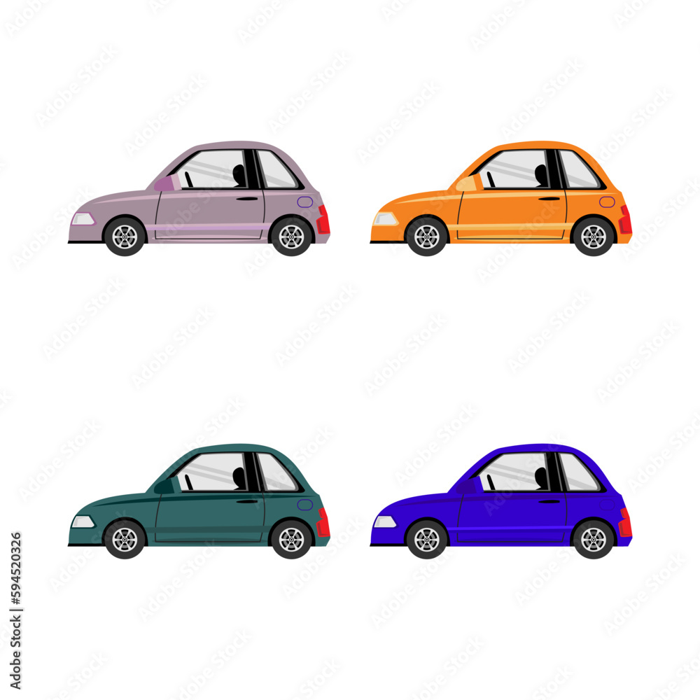 Cute car vector illustration set.