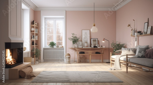 A Scandinavian-style living room  generative ai