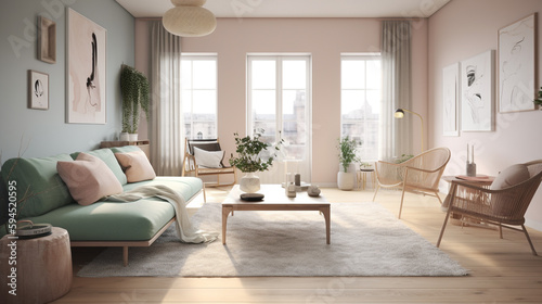A Scandinavian-style living room, generative ai © Boinah