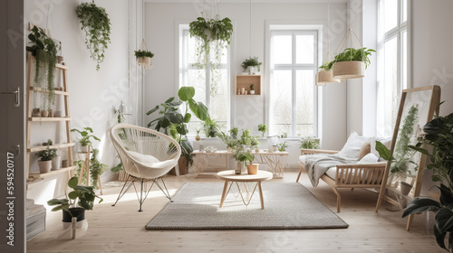 A Scandinavian-style living room, generative ai