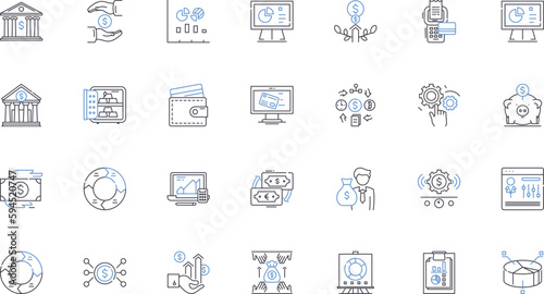 Budgeting line icons collection. Finance, Planning, Saving, Expenses, Income, Cashflow, Budget vector and linear illustration. Frugal,Thrifty,Fiscal outline signs set