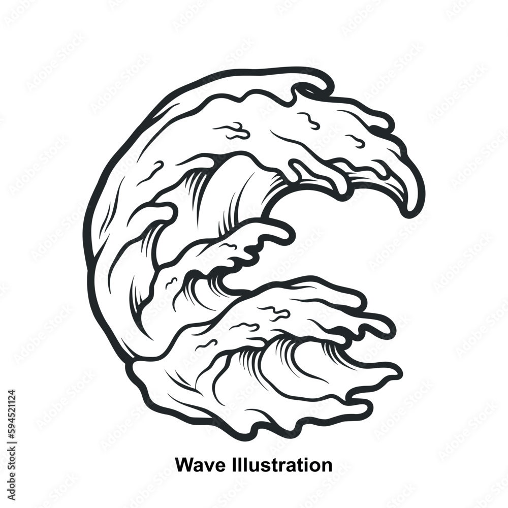 Vector of summer big wave illustration Vector of summer big wave illustration