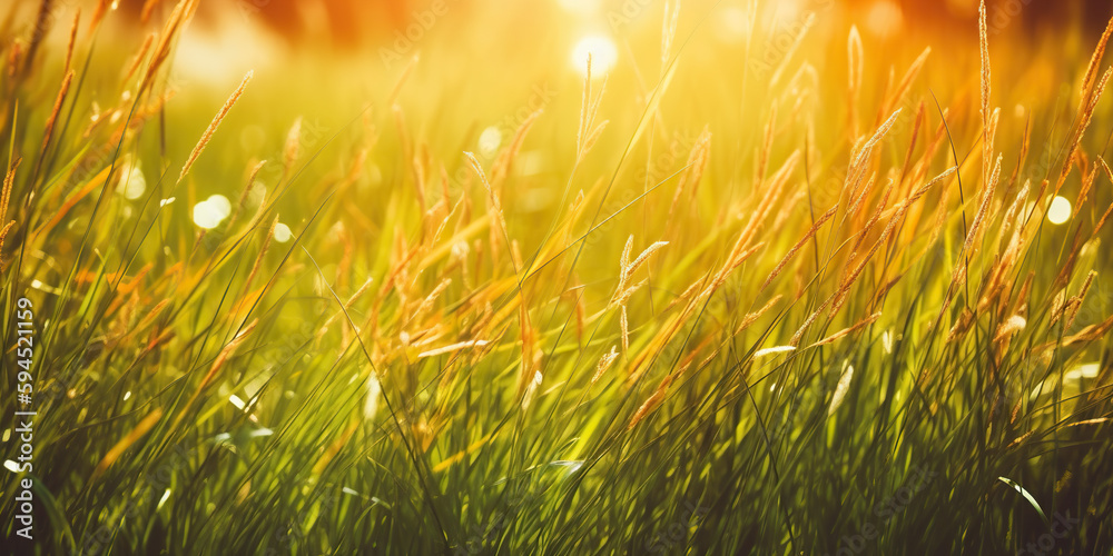 art abstract spring summer background with fresh grass