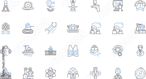 Machinist line icons collection. Precision, Tools, Engineering, Milling, Metalworking, Shop, Lathe vector and linear illustration. Fabrication,Machining,Jig outline signs set