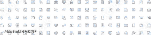 Content writing line icons collection. Creativity, Strategy, Punctuation, Branding, Keywords, Typography, T vector and linear illustration. Clarity,Structure,Formatting outline signs set