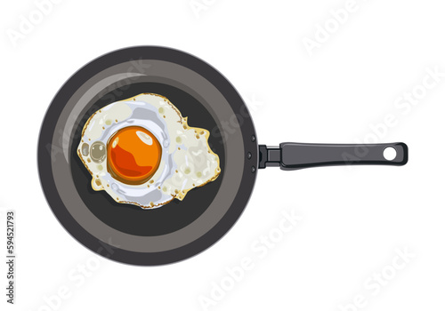 Black frying pan over white background.egg in a pan on a white background.
Cooking with in a pan.