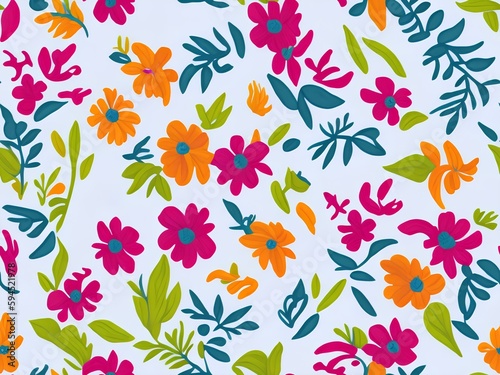 seamless pattern with flowers generated Ai