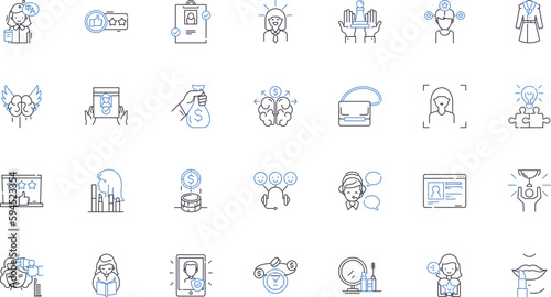 Board Member line icons collection. Leadership, Responsibility, Decision-making, Strategic, Ethics, Accountability, Governance vector and linear illustration. Representation,Collaboration,Oversight
