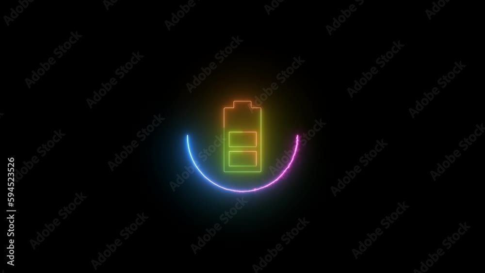 Glowing battery icon animation . Glowing battery icon animation .