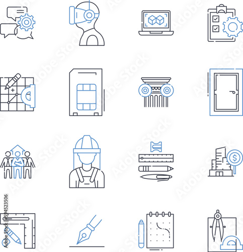 Mathematical Methods line icons collection. calculus, algebra, geometry, trigonometry, statistics, calculus-based, equation vector and linear illustration. differentiation,integration,algorithm