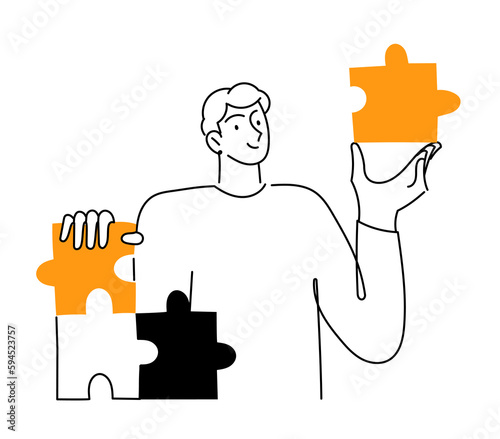 A man putting a puzzle together