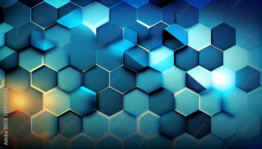 Generative AI, Blue Honeycomb - Hexagonal Abstract Background Generative AI, Blue Honeycomb - Hexagonal Abstract Background