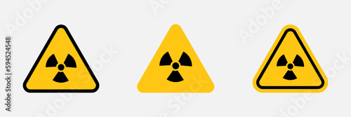 Radiation warning vector illustrations set. Radiation signs set