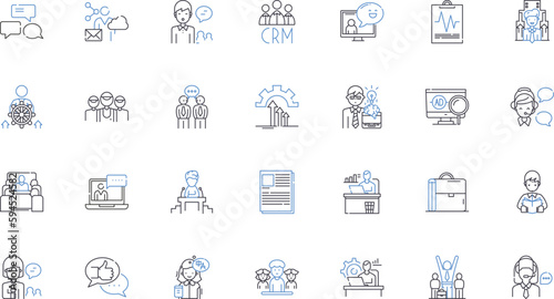 Job efficiency line icons collection. Streamline, Optimization, Focus, Organization, Productivity, Automate, Prioritization vector and linear illustration. Coordination,Multitasking,Time management