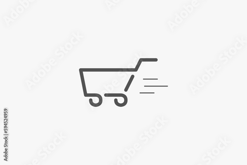 Illustration vector graphic of shopping basket move fast. Good for icon or logo