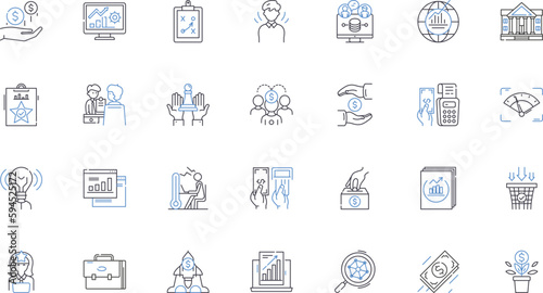 Trade agreements line icons collection. Tariffs, Import, Export, Sanctions, Free trade, Barriers, Protectionism vector and linear illustration. Negotiation,Compliance,Enforcement outline signs set
