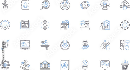 Payroll processing line icons collection. Wages, Deductions, Benefits, Taxation, Compensation, Timecards, Compliance vector and linear illustration. Overtime,Payslips,Salary outline signs set