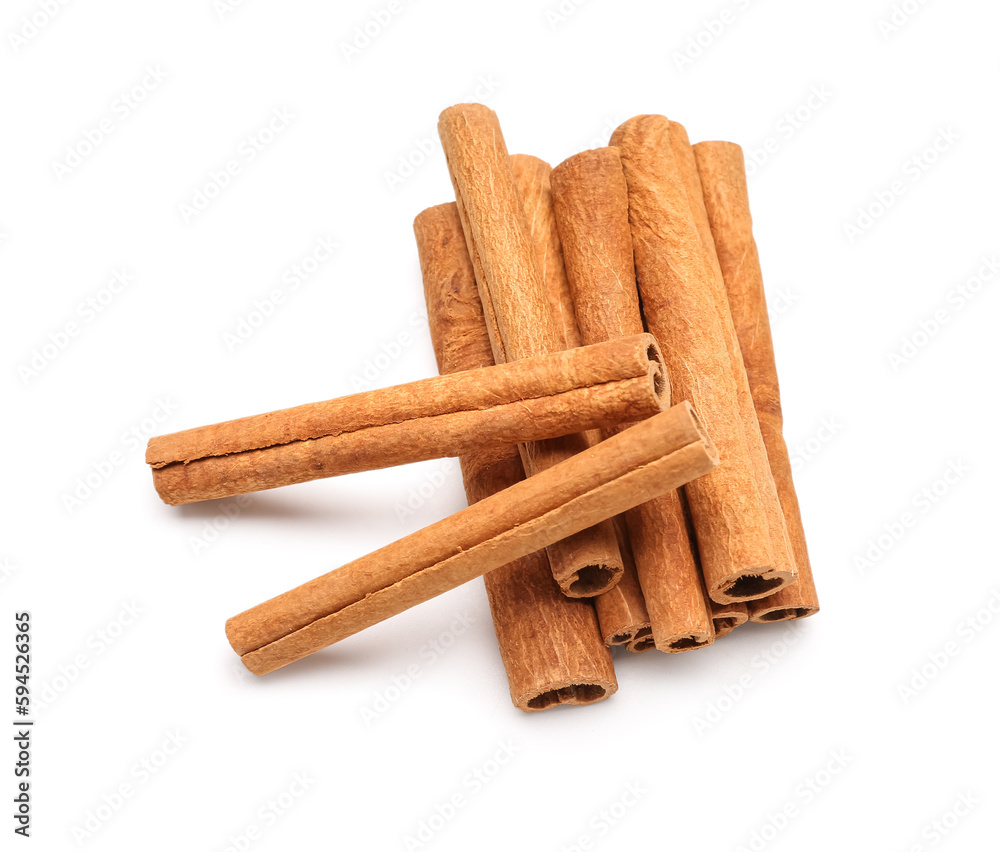 Cinnamon sticks on white background Cinnamon sticks on white background