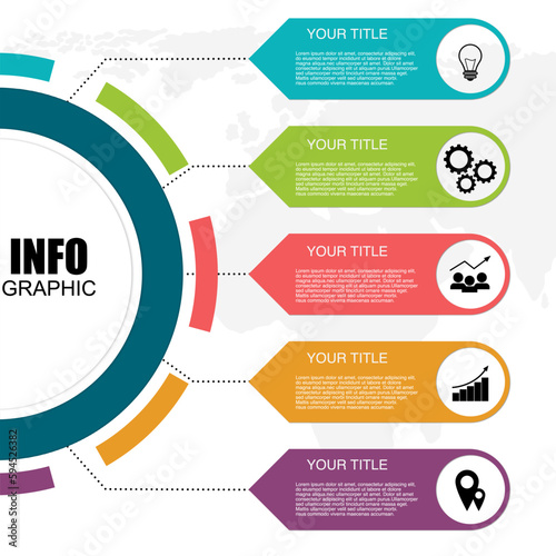 Vector Infographic Business data visualization with 5 options. designed abstract background template for business concept.
