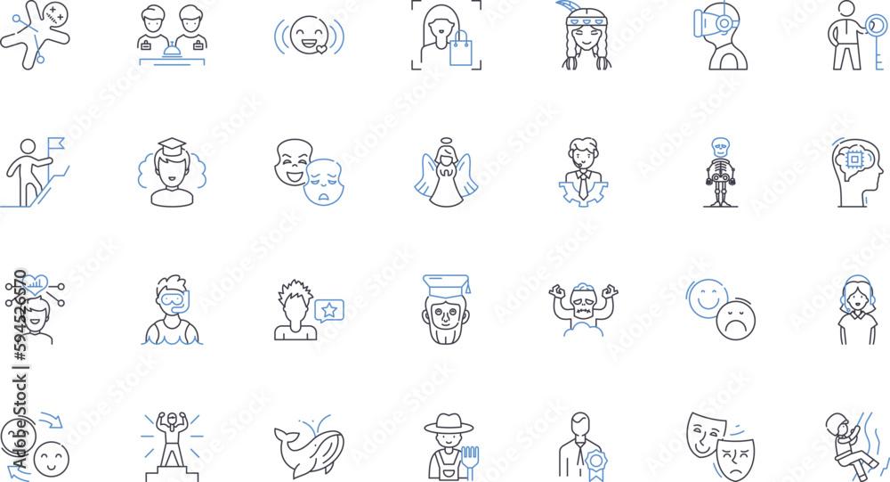 Employee administration line icons collection. Payroll, Benefits, HR ...