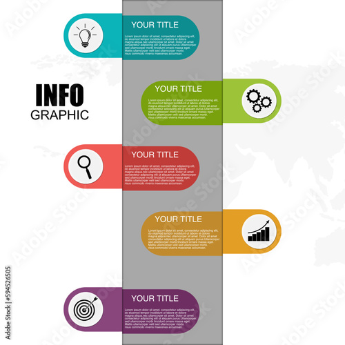 Vector Infographic Business data visualization with 5 options. designed abstract background template for business concept.