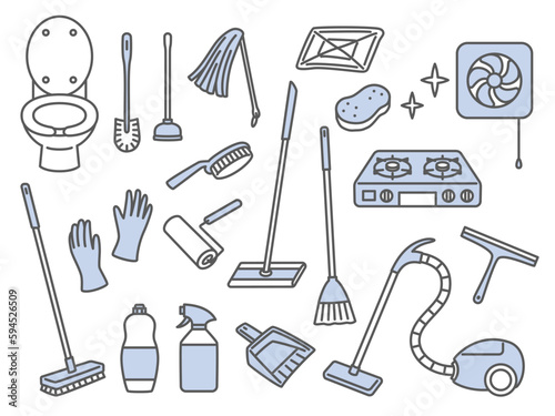 illustration set of cleaning tools