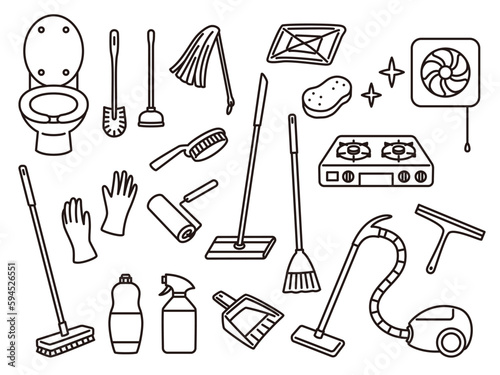 illustration set of cleaning tools