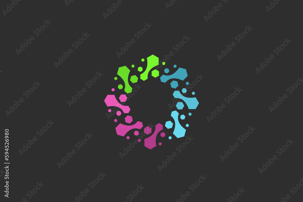 Illustration vector graphic of circle science technology colorful. Good for logo