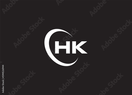 monogram alphabet letters HK logo design photo