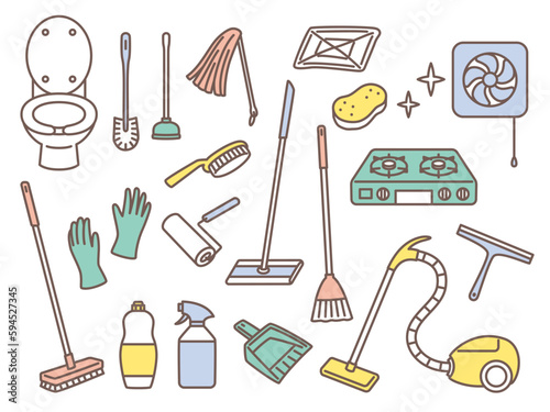 illustration set of cleaning tools