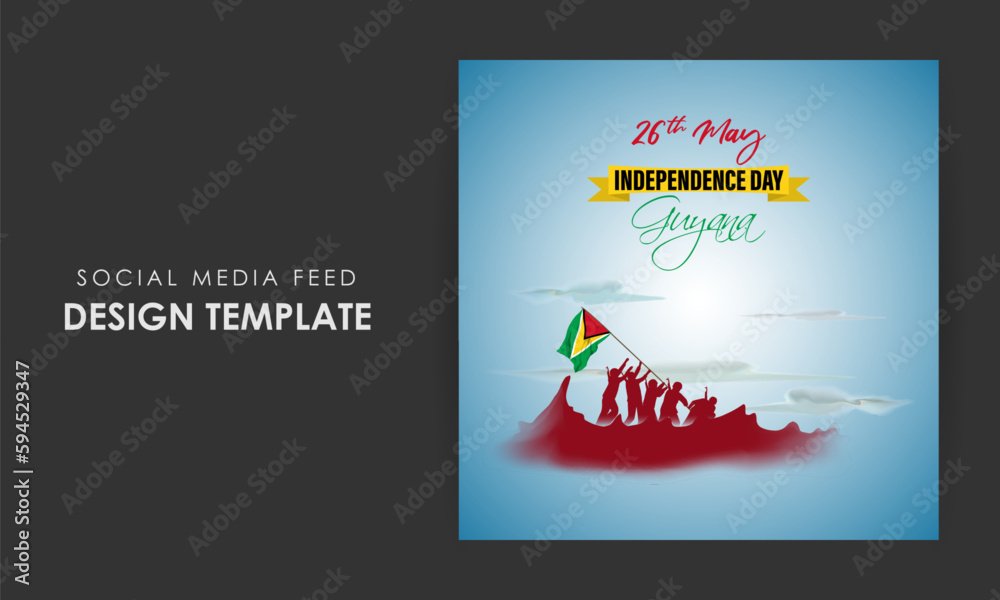 Vector illustration of Guyana Independence Day social media story feed mockup template